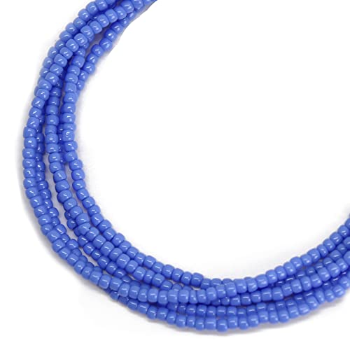 Kathy Bankston Handmade Periwinkle Blue Seed Bead Necklace, Thin 1.5mm Single Strand
