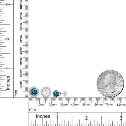 Gem Stone King 14K White Gold 6MM Round Gemstone Birthstone Stud Earrings with Removable Jackets and Lab Grown Diamond Accents | Gold Earrings For Women | Fine Jewelry Gift for Her Mom Women Wife - color: London Blue Topaz-November