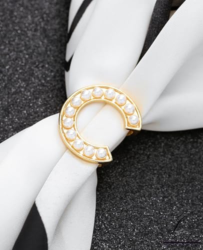Scarf Rings Buckle And Slides For Women Scarves Pin Tshirt Ties Clip For The Side 3CP - color: C pearl silk scarf buckle