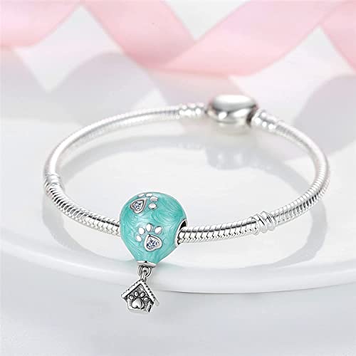 Vegas Safety Chain Sun Birthday Mom Camera Dog God Psalm Bead Pendant 925 Sterling Silver Dangle Compatible With Pandora Moments Charm Bracelet - style: Dog Paw Hot Air Balloon House Kennel