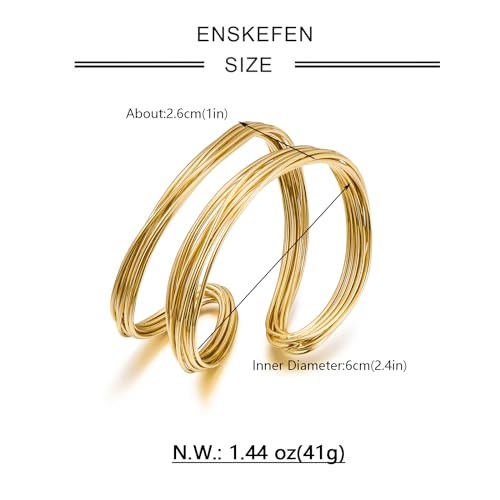 Gold Cuff Bracelet for Women Chunky Multi-layer Cross Wire Open Bracelet Hollow Wide Cuff Bracelets Adjustable Gold Open Cuff Bangle Bracelet - color: Double Wire Cuff Bracelet