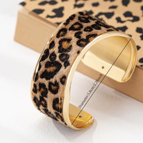 COLORFUL BLING Metal Punk Leopard Print Bangle Bracelet for Women Wide Chunky Gold Stackable Wrapped Open Cuff Bracelets Wristband Statement Jewelry - style: style 6