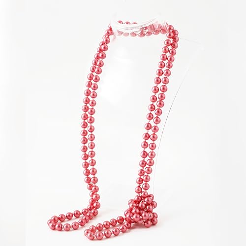 BABEYOND Long Pearl Necklace Faux Pearls Necklace Set Beaded Long Pearls Necklace 1920s Gatsby Costume Jewelry - color: Wine red