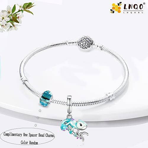LNQOBU 925 Sterling Silver Charms Color-changing Chameleon Dangle Charm Beads Glow in the Dark Charme fits Pandora Bracelets and Necklace Jewelry Gift for Women - style: C-Blue Chameleon Charm