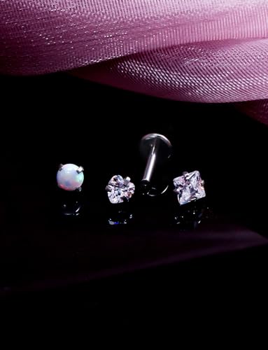 20/18/16G Threadless Nose Rings Flat Back Stud Earrings Piercing Jewelry for Women Men 6/7/8mm Push In Bar Cartilage Tragus Lip Medusa Monroe Labret Stud Hypoallergenic Surgical Steel - size: 18g*6/7/8mm