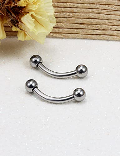 14G 16G Eyebrow Piercing Jewelry G23 Titanium Curved Barbell Eyebrow Ring Vertical Labret Lip Jewelry Rook Daith Earrings Piercing Jewelry for Women Men 6mm 8mm 10mm 12mm 14mm 16mm - color: 16G-8mm