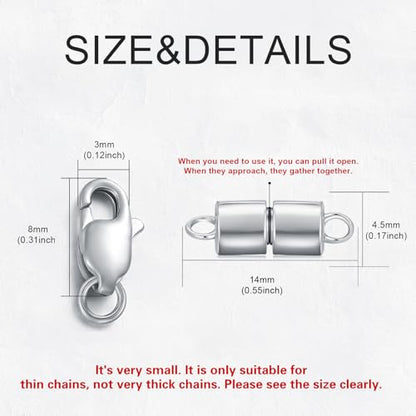 925 Sterling Silver Lobster Clasp for DIY Necklace Bracelet Jewelry Making, Double Spring Clasp with Closed Jump Rings, Necklace Extender Clasp Connector Bracelet Extension (Style 21) - style: Style 21
