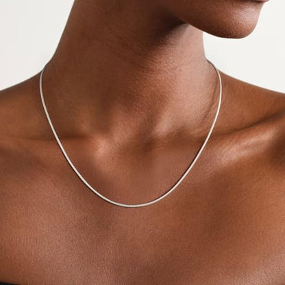 2mm Snake Chain for Women - 925 Sterling Silver Chain Necklace Fashion Jewelry Holiday Gift 16 18 20 22 Inches - size: 20+2 Inch