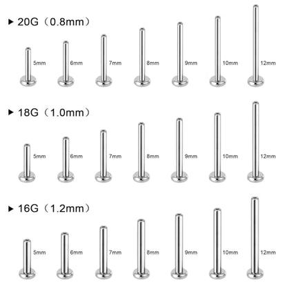 Threadless Bar G23 Titanium 20G 16G 18G Replacement Post Bar Flat Back Stud Earrings for Helix Cartilage Lobe Medusa Labret Nose Tragus Conch Piercing Jewelry - size: 20g 5mm, style: Disc 2.5mm,2Pcs Threadless Bars
