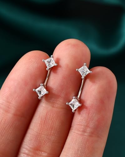 COCHARM Minimalist Rook Earrings 16G Rook Piercing Jewelry Stainless Steel Eyebrow Rings for Women Men Dainty Lobe Earrings 6/8MM - color: WG-8MM