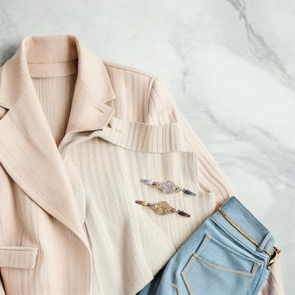 2pcs Retro Shirt Clips and Sweater Cardigan Brooches, Classic Metal Collar Clips for Women’s Dress, Shawl and Sweater Fasteners, Elegant Back Cinch Accessories for Clothing