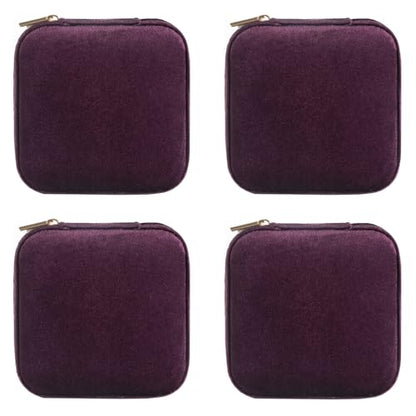 ZPROW Plush Velvet Travel Jewelry Case, Travel Jewelry Organizer, Jewelry Travel Case, Travel Jewelry Box, Small Jewelry Case, Jewelry Travel Box, Earring Organizer with Mirror - Purple 4packs - color: Velvet 4 Pack - Purple
