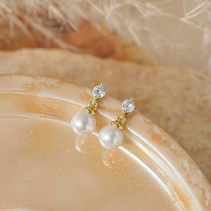 Gold Earrings for Women Trendy, Dainty Dangle Earrings 14K Gold Plated Drop Earrings Cute Wedding Earrings Fashion Prom Bridal Jewelry Gifts - color: Gold-A10