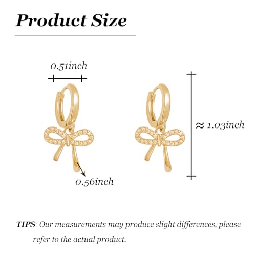 Bow Earrings Red Earrings for Women Dangle Cute Earrings Red Stuff Jewelry Outfits Accessories Gifts for Girls - color: C1:gold bow earrings