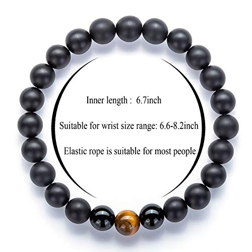 Men Women 8mm Tiger Eye Stone Beads Bracelet - color: set5
