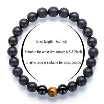 Men Women 8mm Tiger Eye Stone Beads Bracelet - color: set5