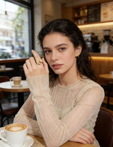 Anxiety Rings for Women – Adjustable Flower Spinner Ring, Daisy & Sunflower Fidget Ring, Gold Plated Calming Jewelry - style: Style 08