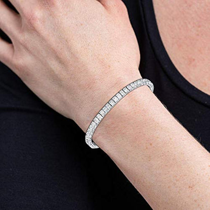14K White Gold Plated 3.0mm Bracelet Classic Hypoallergenic Cubic Zirconia Tennis Bracelet for Women 6.0-8.5 Inch - size: 7.5 inch