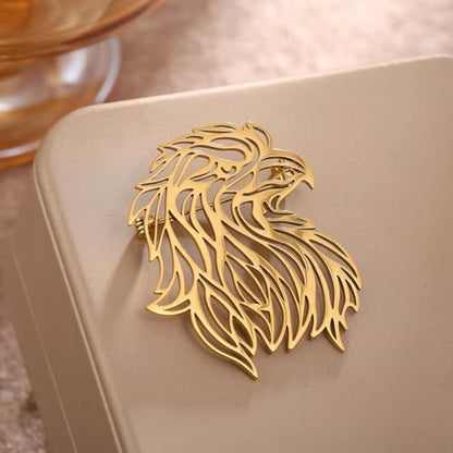 Large-sized Gold Color Phoenix Bird Brooch Wolf and Lion Brooch and Pin - style: Eagle