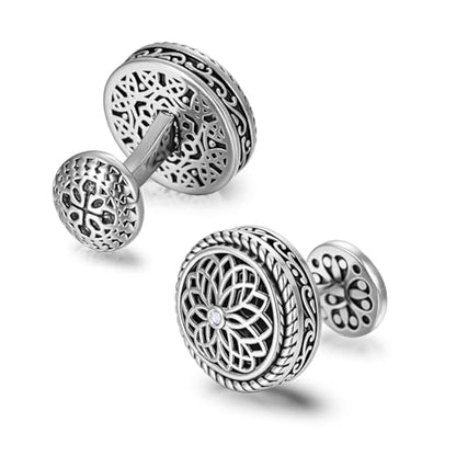 Cuff Links Mens, Cufflinks for Men, Men's Cuff Links for Wedding, Business, Father's Day, Gift for Men, 18K Gold Plated with Luxury Wooden Gift Box - style: Silver with Diamond