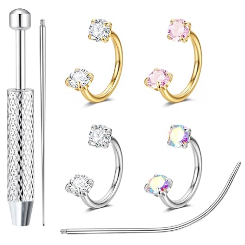 Sanfenly 18G Horseshoe Nose Ring for Women Surgical Steel Nose Rings Hoops | Hypoallergenic Nose Piercings Jewelry, Septum Rings Hoop Studs Tragus Earrings Helix Cartilage Lip Ring - color: Mix-4pcs-8mm