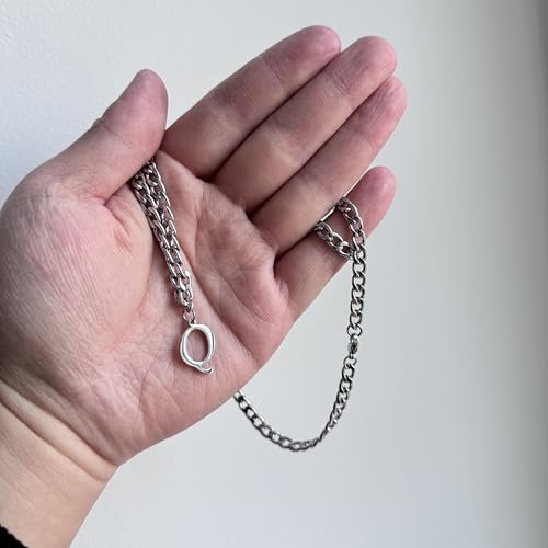 Stainless Steel Initial A-Z Necklace for Men Women,Cuban Chain,Titanium Steel Initial Letter Pendant Charm Necklaces Accessories Jewelry for Woman Man,21 Inch Chain - color: Q