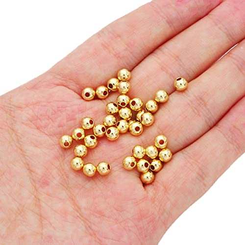 14K Gold Plated Round Spacer Beads 5mm 60pcs for Jewelry Making Findings Non Tarnish - color: 14K Gold, size: 5mm