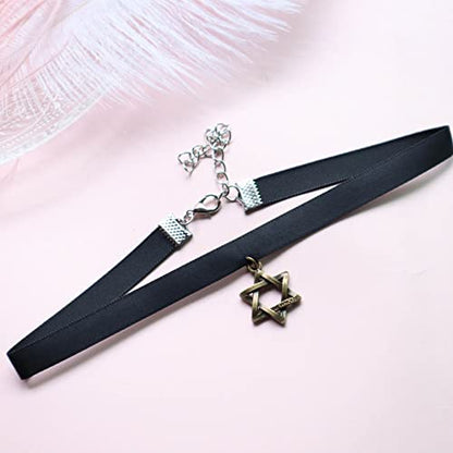 Nova&Aria Chokers Set For Women Heart Choker Necklaces Flower Pendant Velvet Cute Pink Turquoise Blue White Black Choker Necklace Christmas Colorful Lace Chokers - color: Black