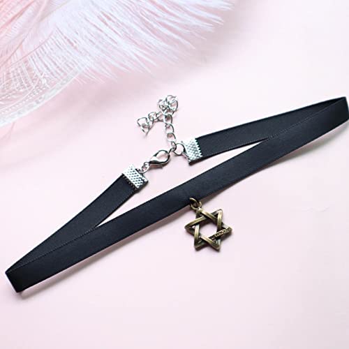 Nova&Aria Chokers Set For Women Heart Choker Necklaces Flower Pendant Velvet Cute Pink Turquoise Blue White Black Choker Necklace Christmas Colorful Lace Chokers - color: Black