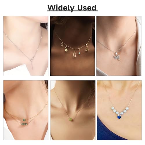 GTVOODX 10 Pack Gold Plated Necklace Chain Bulk Adjustable Stainless Steel Dainty Cable Chain for Jewelry Making with Rubber Stopper Beads - color: Gold Cable
