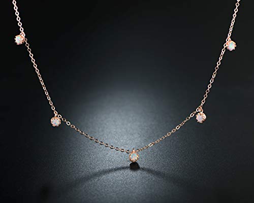 Barzel 18K White Gold & 18K Rose Gold with Created Fire Opal Necklaces In 18 Inches with 2 Inches Extension - color: Rose Gold