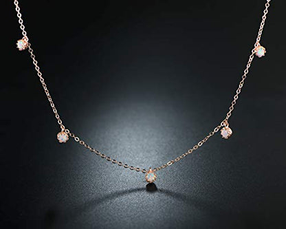 Barzel 18K White Gold & 18K Rose Gold with Created Fire Opal Necklaces In 18 Inches with 2 Inches Extension - color: Rose Gold