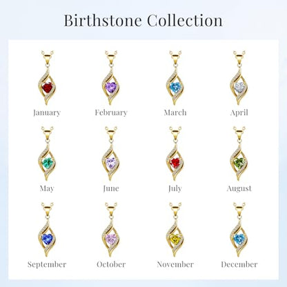 Birthstone Necklace for Women, 14K Gold Plated Heart Cubic Zirconia Pendant, Dainty Birthstone Jewelry Necklace Gifts for Birthday, Valentine’s Day Mother's Day - color: October-Tourmaline