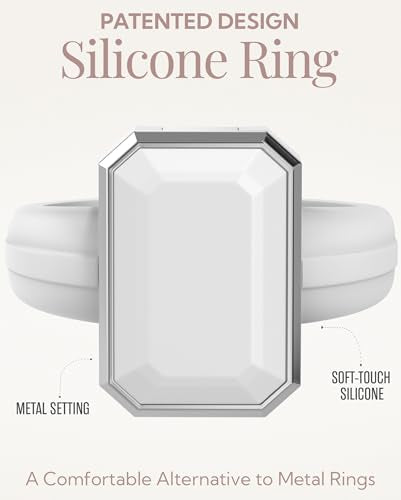 Rinfit Emerald Silicone Ring with Stainless Steel Frame - color: Pack D - White / Metal Silver