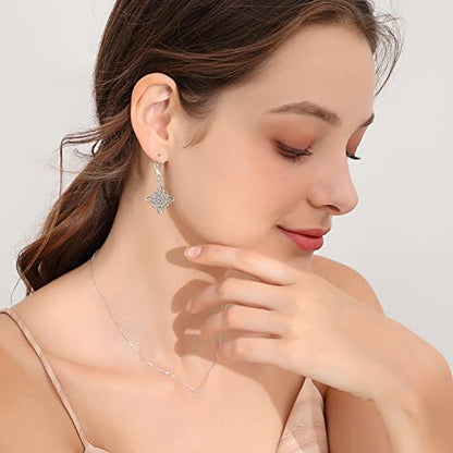 S925 Sterling Silver Celtic Knot Earrings for Women Irish Good Luck Drop Dangle Hook Earrings - style: Dangle Leverback - Witch's Knot