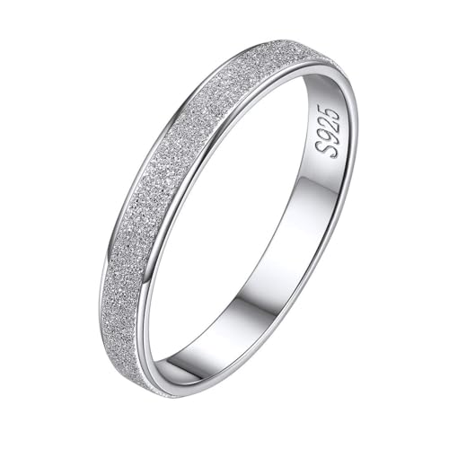 ChicSilver 925 Sterling Silver Ring Customizable Sandblast Finish/Multi-Faceted Ring Wedding Band Comfort Fit Size 4-12 - color: Sandblast Finish