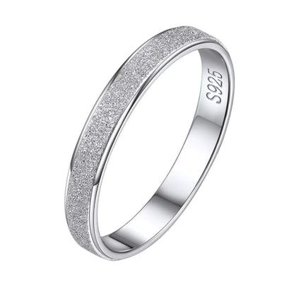 ChicSilver 925 Sterling Silver Ring Customizable Sandblast Finish/Multi-Faceted Ring Wedding Band Comfort Fit Size 4-12 - color: Sandblast Finish