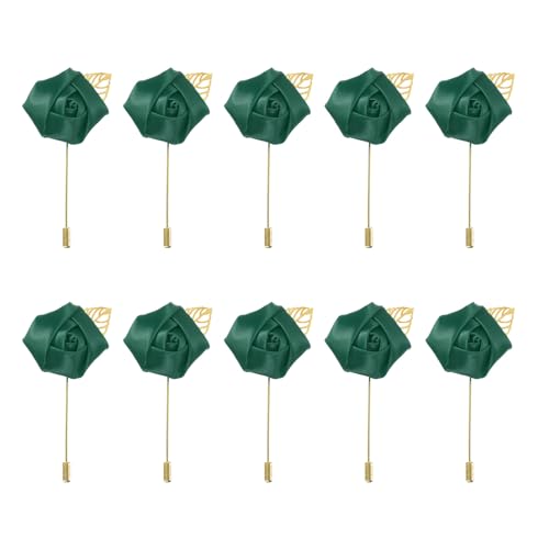 MECCANIXITY Groom Boutonnieres Rose Boutonnieres Pins for Wedding - color: Dark Green