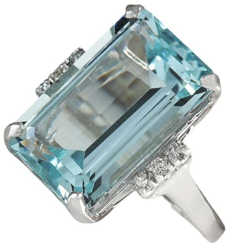 Trendy Oversize Sky Blue Square Cubic Zirconia Crystal Ring For Women Luxury Jewelry Cocktail Party Size 7 Lovely and attractive