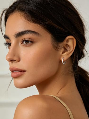 FaithHeart 925 Sterling Silver Post Huggie Hoop Earrings for Women 8-20mm | Silver/Black/Gold/Rose Gold Small Hoop Earrings, Hypoallergenic Lightweight Cartilage Huggie Earrings, Gift Box - color: Silver, size: 20mm