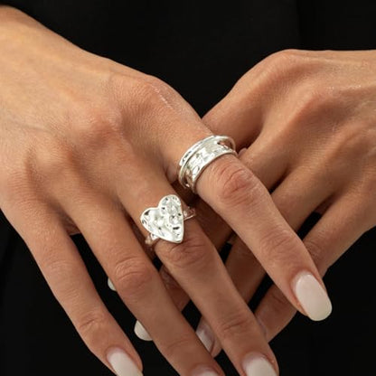 MIFYNN Chunky Gold Rings for Women Non Tarnish Thick Gold Heart Knuckle Thumb Finger Rings Birthday Valentine's Day Gifts for Girlfriend Wife - color: E