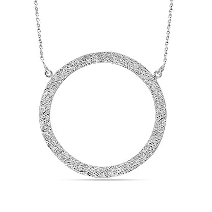 LeCalla 925 Sterling Silver Hammered Necklace for Women | Italian Handmade Hammered Texture Pendant Necklaces | Women's Adjustable Chain Necklace Pendant Jewelry Gift for Her - color: Hammered Circle-18 Inches