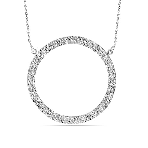 LeCalla 925 Sterling Silver Hammered Necklace for Women | Italian Handmade Hammered Texture Pendant Necklaces | Women's Adjustable Chain Necklace Pendant Jewelry Gift for Her - color: Hammered Circle-18 Inches