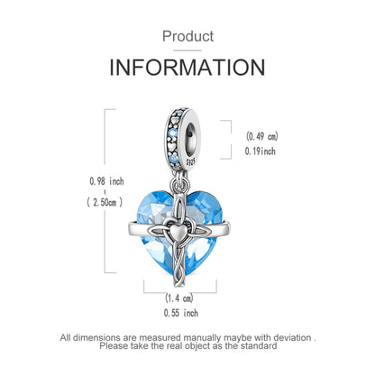 LNQOBU Birthstone Charm for Bracelets,925 Sterling Silve Heart Dangle Charms for Pandora Bracelets - color: C-March