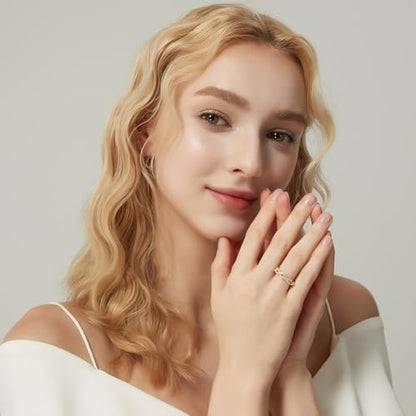 SHINYSO Wedding Bands for Women Infinity Stacking Ring Half Cubic Zirconia Eternity Engagement Ring Size 4-10 - color: 14K Gold Plated