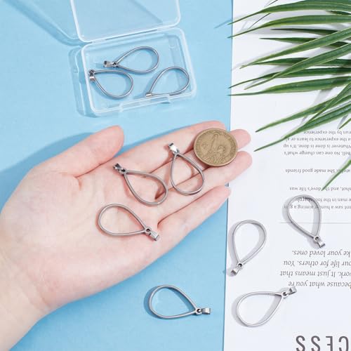UNICRAFTALE 10Pcs Teardrop Open Back Bezel Pendants Stainless Steel Ring Frame Pendants Geometric Blanks Charms Hollow Frame Pendant Cabochon Settings for Necklace Bracelet Jewelry Making - color: Platinum