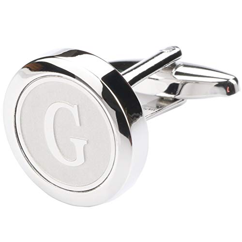 Mens Classic Stainless Steel Initial Cufflinks 26 Alphabet Initial Letter Cufflinks Business Wedding Shirts A-Z - style: G