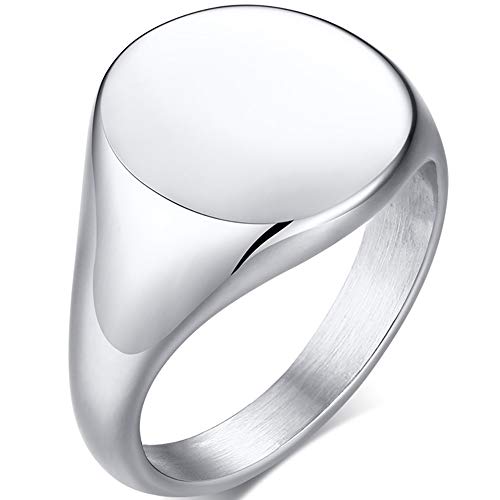Jude Jewelers Stainless Steel Classical Simple Plain Round Signet Style Pinky Wedding Statement Promise Anniversary Ring - color: Silver