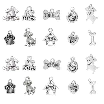 LiQunSweet 50 Pcs 10 Styles Lovely Dog Animal Charms Pet Dog Charm for Bracelet DIY Craftings Jewelry Making - color: Dog Animal Pet Charm_10 Styles