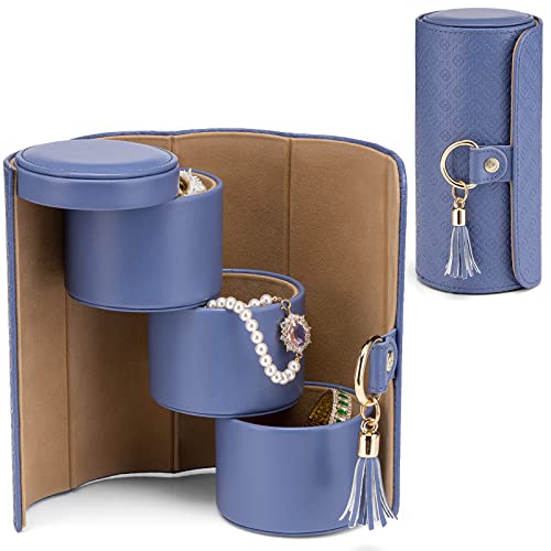VLANDO Mother Gifts for Mom, Women, Wife - Travel Jewelry Oragnizer, 3-Layer Jewelry Storage Box, Travel Essential Accessories for Women, Gifts for Travelers Couples Mom Friends - Purple - color: Purple